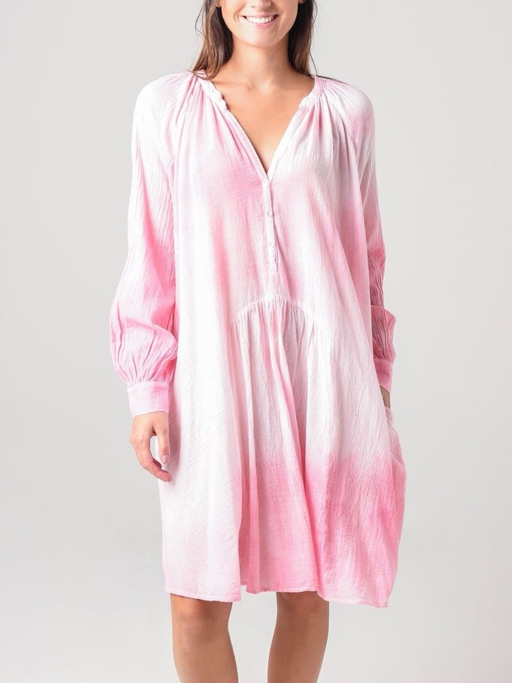 Honorine Cotton Tie-Dye Paola Dress in Pink & White Size Small
